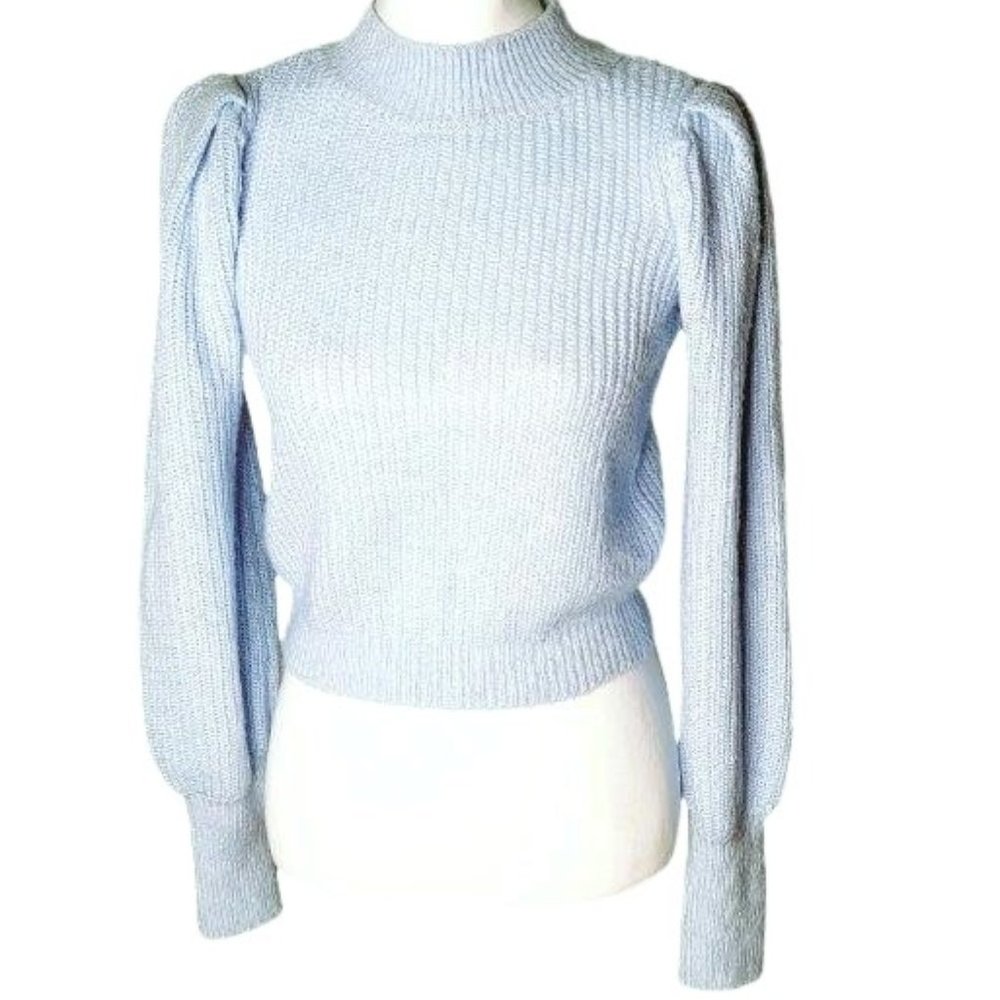 So Baby Blue Cropped Mock Turtleneck - Size Junior XS